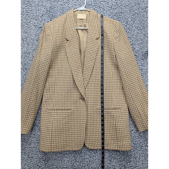 VTG Pendleton 100% Wool Blazer Size 12 Tall Academia Preppy Check Tweed Beige - Picture 14 of 16